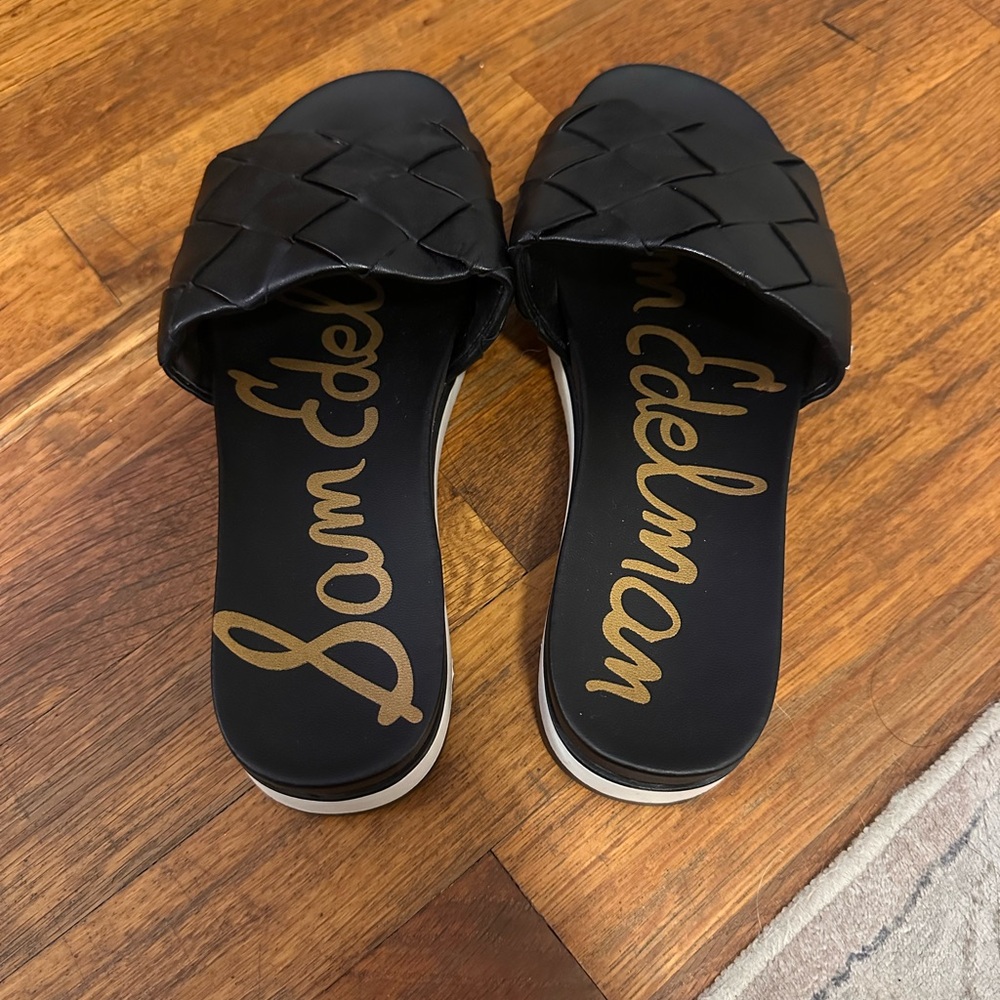 Sam Edelman Black Woven Slide Sandals